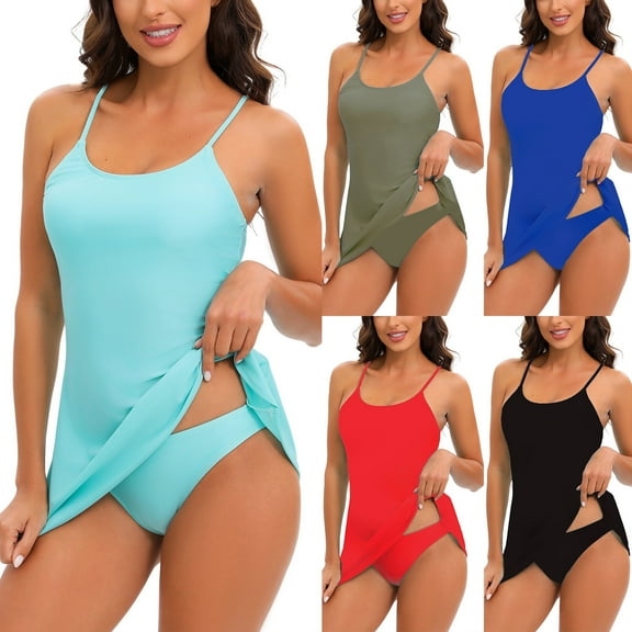 Summer Plus Size One Piece Tankini Swimwear for Womens Fashion Sexy Print Swimwear Two-piece Swimsuit Straped Swimsuits