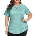 thumbnail image 1 of Summer Plus Size Shirts for Womens Fashion Large Size Round Neck Short Sleeve T-Shirt Casual Tops, 1 of 5