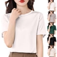 thumbnail image 1 of Summer Plus Size Shirts for Womens Fashion Solid Color Loose And Versatile T-shirt, 1 of 5