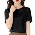 thumbnail image 1 of Summer Plus Size Shirts for Womens Fashion Solid Color Loose And Versatile T-shirt, 1 of 5