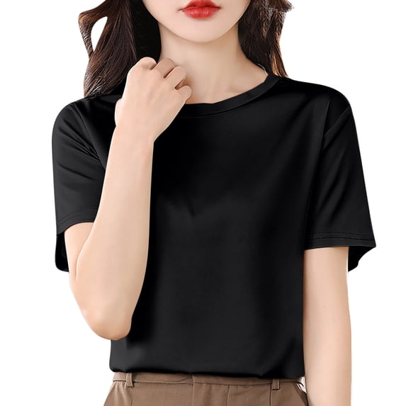 Summer Plus Size Shirts for Womens Fashion Solid Color Loose And Versatile T-shirt