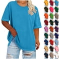 thumbnail image 1 of Summer Plus Size Shirts for Womens Short Sleeved Solid Base Shirt Sports T-shirt Round Neck Tops, 1 of 6