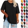 thumbnail image 1 of Summer Plus Size Shirts for Womens Short Sleeved Solid Base Shirt Sports T-shirt Round Neck Tops, 1 of 6