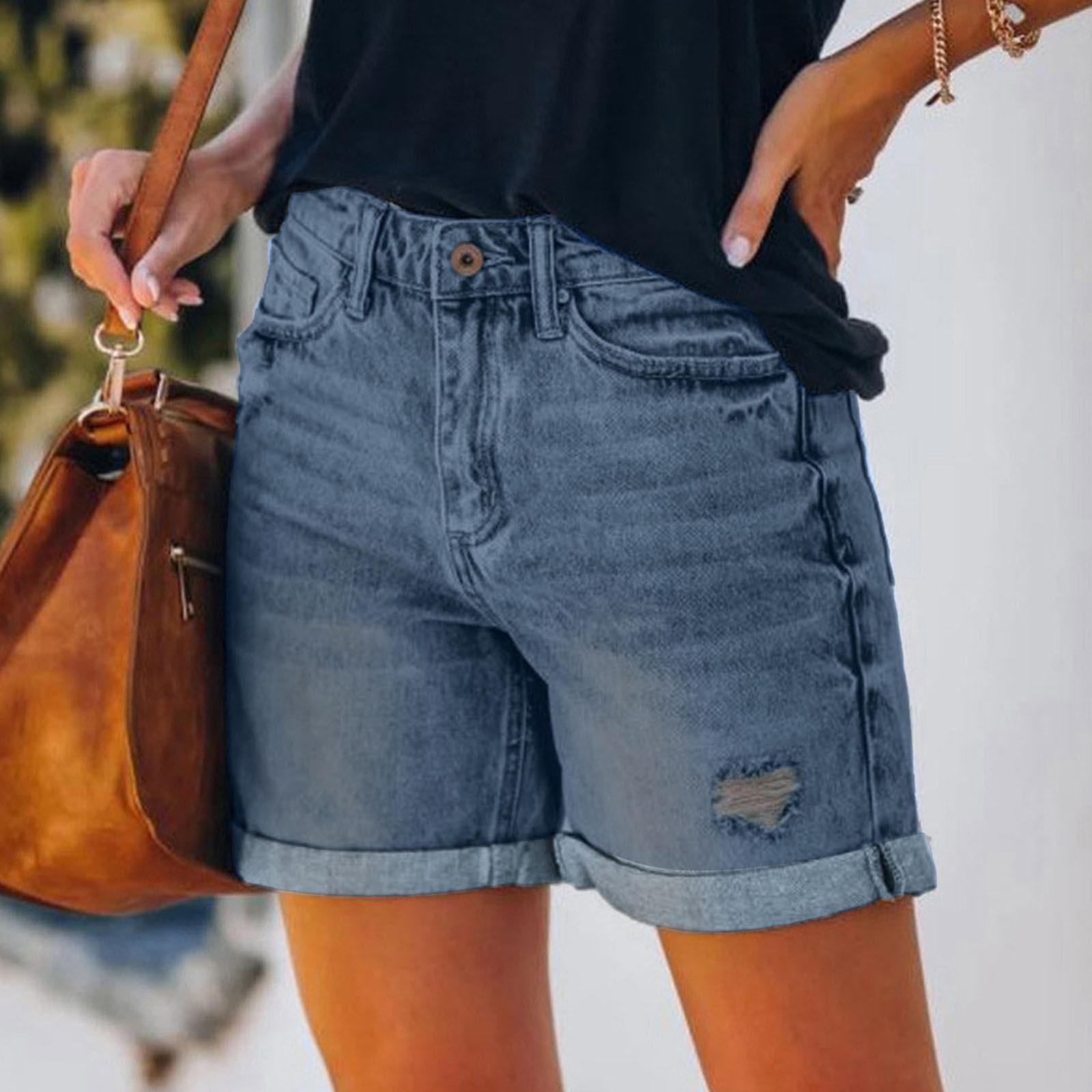 2026 Womens Summer Fashion Jean Shorts Female Hole Bottom Casual