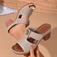 thumbnail image 1 of Summer Plus Size Slip-On Sandales for Womens Fashion Flower Fish-Mouth Head Comfortable And Breathable Large Size Thick High-Heeled Sandals, 1 of 9