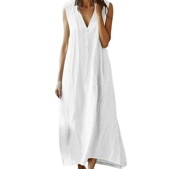 Summer Plus Size Sun Dresses for Womens 2025 Fashion Crewneck Loose Half Sleeve Solid Knee-length Dress