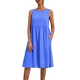 thumbnail image 1 of Summer Plus Size Sun Dresses for Womens Fashion Solid Color Casual Round-Neck Sleeveless Dress With Pocket, 1 of 8