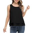 thumbnail image 1 of Summer Plus Size Tank Top Double-Layer Chiffon Sleeveless Shirt Dressy Casual Flowy Tanks, 1 of 8