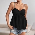 thumbnail image 1 of Summer Plus Size Tank Top Undershirt For Women Casual Sleeveless V-Neck Sweet Solid Athletic Tank Top — Black∣2XL, 1 of 8