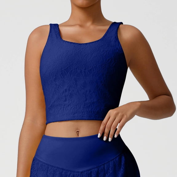 Summer Plus Size Tank Top Undershirt For Women Sleeveless Casual Oversize Solid Color Round-Neck Athletic Tank Top — Blue∣L