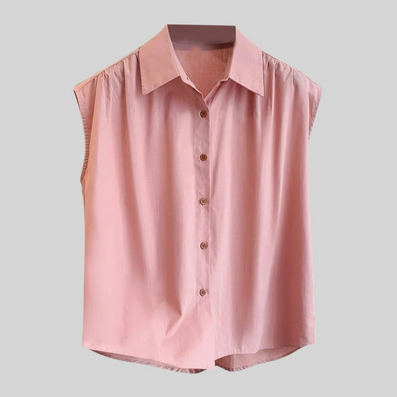 Summer Plus Size Tank Top Undershirt For Women Sleeveless Turndown Collar Solid Regulars Camisoles — L