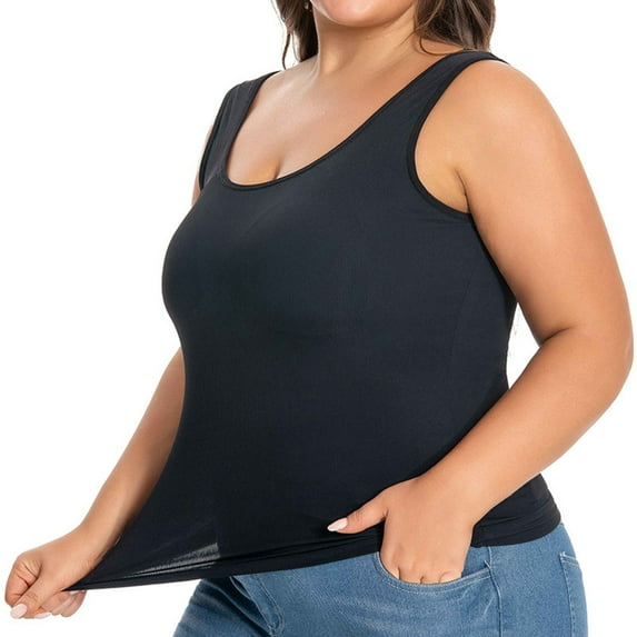 Summer Plus Size Tank Tops U-Neck Camisole Build In Bra Without Steel Rims Anti-Sagging Underwear Support Push-Up Bras Trends 2025 Beach Clothes