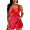 thumbnail image 1 of Summer Plus Size Tankini Swimsuit for Womens Fashion One Piece Conservative Solid Color Hollowed Out Camisole Split Swimsuit Set, 1 of 4