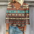 thumbnail image 1 of Summer Plus Size Tops For Women 2023 Trendy Summer V-Neck 3/4 Sleeve Print Casual T-shirt Blouse on Clearance, 1 of 5