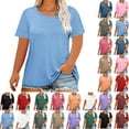 thumbnail image 1 of Summer Plus Size Tops For Women Causal Solid Color Loose Short Sleeve Crew Neck Pullover Blouse T-Shirt Oversized Women Shirts Under $8 Light Blue XL, 1 of 3