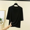thumbnail image 1 of Summer Plus Size Tops For Women Causal Solid Color Loose Short Sleeve Crew Neck Pullover Blouse T-Shirt Summer Fashion Lightweight Women Shirts Under $7 Black XL, 1 of 3