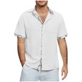 thumbnail image 1 of Summer Plus Size Tops for Men Fashion Casual V-neck Sleeve Pullover Breathable Shirt Blouse, 1 of 5
