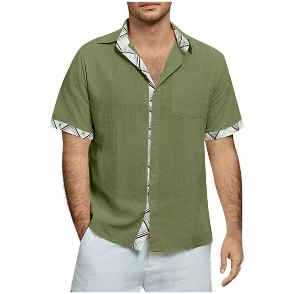 Summer Plus Size Tops for Men Fashion Casual V-neck Sleeve Pullover Breathable Shirt Blouse