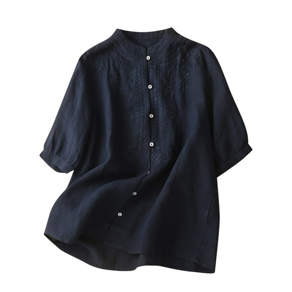 Summer Plus Size Tops for Women 2024 Fashion Long Sleeve Cotton and Linen Spring V-neck Tops Loose Blouse Casual Work Tunic Tops