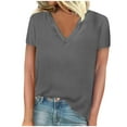 thumbnail image 1 of Summer Plus Size Tops for Womens 2025 Fashion solid V-Neck Short Sleeved Casual T-Shirt Tops Blouses, 1 of 4