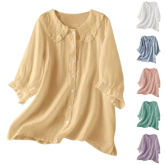 Summer Plus Size Tops for Womens 2026 Fashion Tops Short Sleeve Lace Pleated Round Neck Blouses Tunic Tops