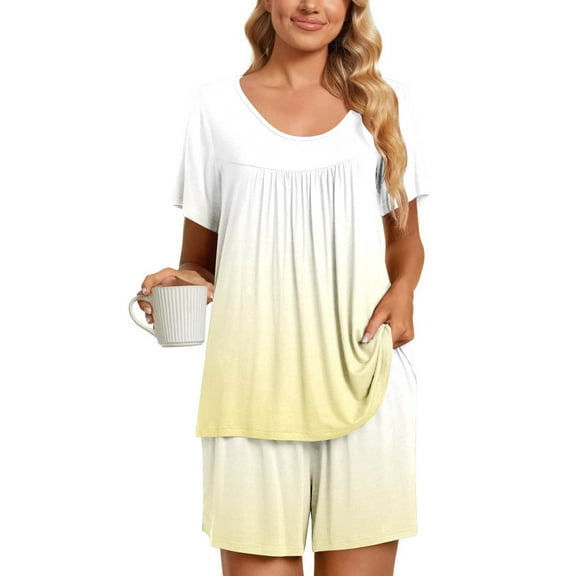 Summer Plus Size Two Piece Sets for Women Fashion Casual Round-Neck Short Sleeve Two-Piece Comfortable Home Pajamas Sports Set