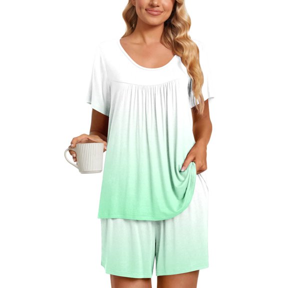 Summer Plus Size Two Piece Sets for Women Fashion Casual Round-Neck Short Sleeve Two-Piece Comfortable Home Pajamas Sports Set