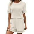 thumbnail image 1 of Summer Plus Size Two Piece Sets for Women Fashion Sleeveless Tops Drawstring Wide Leg Pants Matching Leisure Set With Pockets, 1 of 4