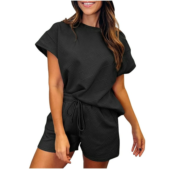 Summer Plus Size Two Piece Sets for Women Fashion Solid Color New Casual Sports Long Sleeved Top And Shorts Set