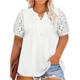 thumbnail image 1 of Summer Plus Size Women Casual Hollow Short Sleeved Loose Henley Blouse Tops, 1 of 6