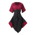 thumbnail image 1 of Summer Plus Size Women's Dress Clearance Women Costumes Gothic Retro Long Sleeve Corset Dresses Short Sleeve Mid-Calf Dress Red M(M), 1 of 3