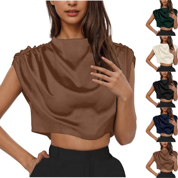 Summer Plus Size Women's Tank Tops Casual Short Sleeve Solid Button Ladies Zipper Fold Blouse