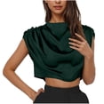 thumbnail image 1 of Summer Plus Size Women's Tank Tops Casual Short Sleeve Solid Button Ladies Zipper Fold Blouse, 1 of 6