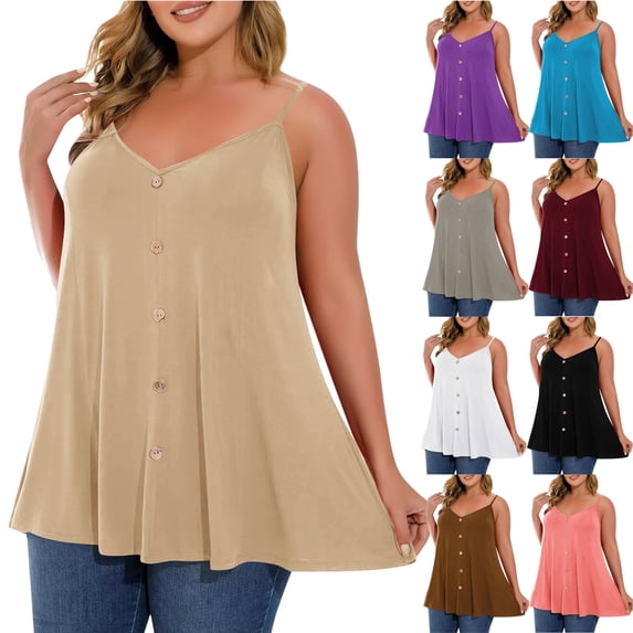 Summer Plus Size Women's Tank Tops Fashionable Printed V-Neck Sleeveless