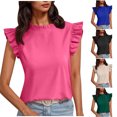 thumbnail image 1 of Summer Plus Size Women's Tank Tops Solid Color Summertime Short Sleeve Round-Neck Blouses, 1 of 7