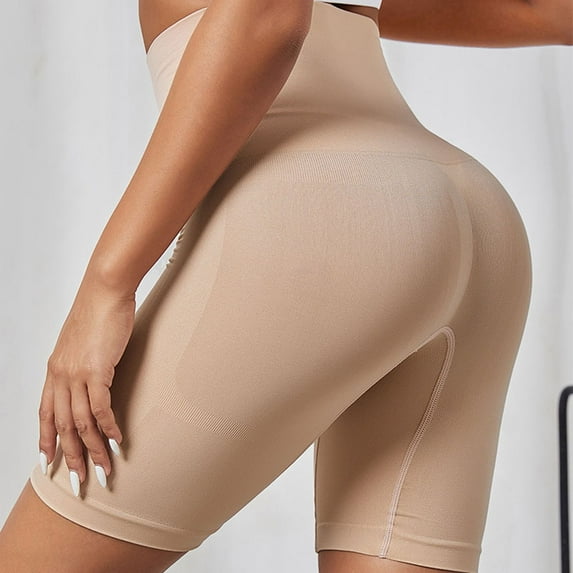 Summer Plus Size Yoga Shorts for Womens 2025 Elastic High Waist Solid Color Hip Elastic Fitness And Sports Tight And Nude Yoga Shorts