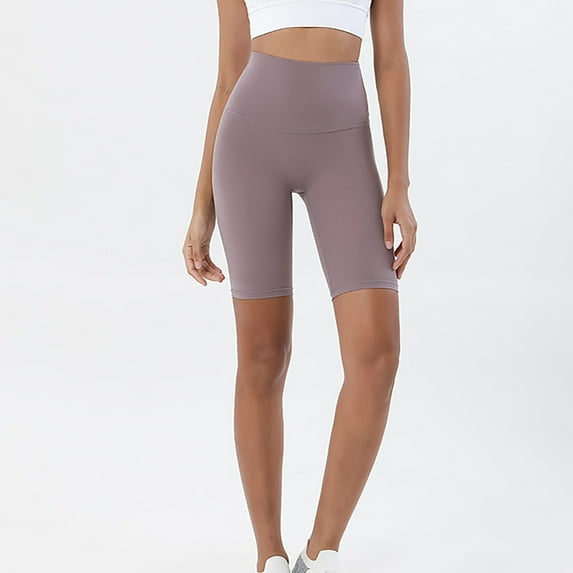 Summer Plus Size Yoga Shorts for Womens 2025 Elastic High Waist Solid Color Elastic High Waist Lift The Hip Yoga Five Cents Pants