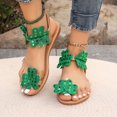thumbnail image 1 of Summer Plus-size Ethnic Style Flower Clip-toe Beach Flat Sandals Sandals for Women Green 38, 1 of 5