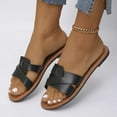 thumbnail image 1 of Summer Plus-size Solid Flat Flat With Open-toed Beach Slippers Sandals for Women Black 43, 1 of 8