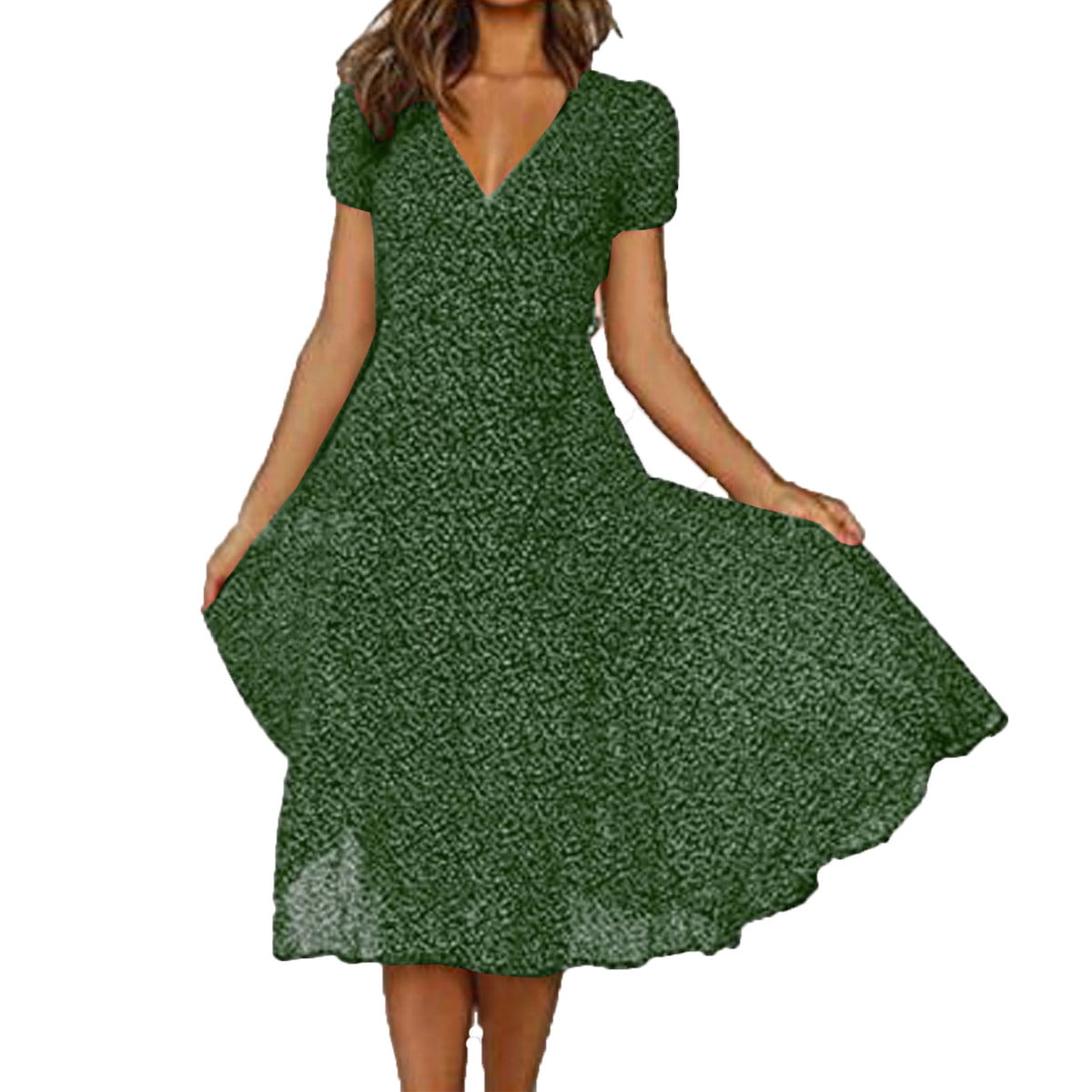 Summer Polka Dot Dress Women Short Sleeve Vintage Dress Elegant Party