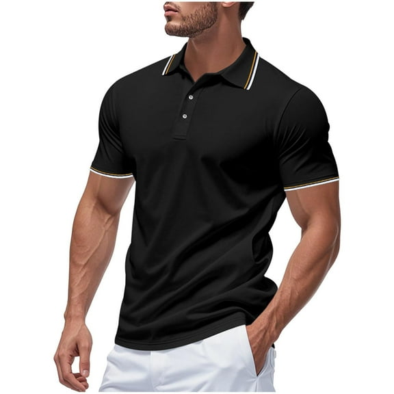 Summer Polo Shirts For Mens Round Neck Tee Button-Up Short Sleeve Tops Solid Classic Blosues Slim Fit Textured Tunics Shirts Trends Lightweight Blouse Hiking Outdoor Track Clothes