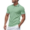thumbnail image 1 of Summer Polo Shirts For Mens Round Neck Tee Button-Up Short Sleeve Tops Solid Classic Blosues Slim Fit Textured Tunics Shirts Trends Lightweight Blouse Hiking Outdoor Track Clothes, 1 of 7