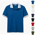 thumbnail image 1 of Summer Polo Shirts for Women Golf Button Collared Short Sleeve Tops Lightweight Work Blouses, L, 1 of 5