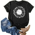 thumbnail image 1 of Summer Polyester Short Sleeve Oversized Floral T Shirts for Women Black Tops Casual Printing Sleeves O-Neck Loose T-Shirt Blouse 3XL, 1 of 5