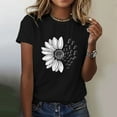 thumbnail image 1 of Black Fashion Womens Clothing 2024, Short Sleeve Spring Tops for Women 2024, School Womens Fitted T Shirts, Women Sunflower Summer T Shirt Plus Size Loose Blouse Tops Girl Graphic Casual Tees, 1 of 5