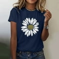 thumbnail image 1 of Blue Work Wear Women, Short Sleeve Cute Tops for Women, School Polyester Graphic Tee Dress, Women Sunflower Summer T Shirt Plus Size Loose Blouse Tops Girl Graphic Casual Tees, 1 of 5