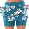 thumbnail image 1 of Summer Polyester Short Workout Athletic Yoga Floral Shorts for Women Blue Activewear Weekend Women's Pocket Pants Daisy Print Mid Waist Tank Top Skirt Tight 3XL, 1 of 5