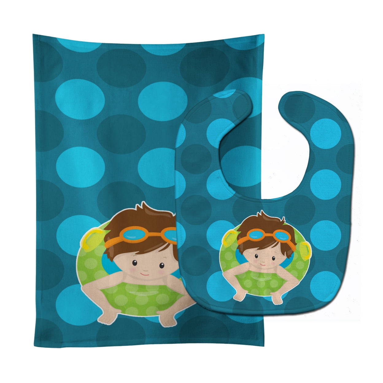 Summer Pool Boy in Tube Brunette Baby Bib and Burp Cloth - Walmart.com
