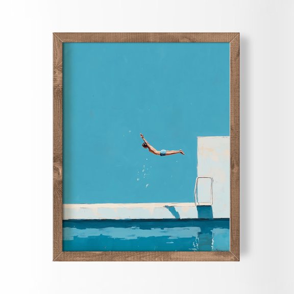 Summer Pool Swimming Diving Decor Wall Art Unframed Paper Print