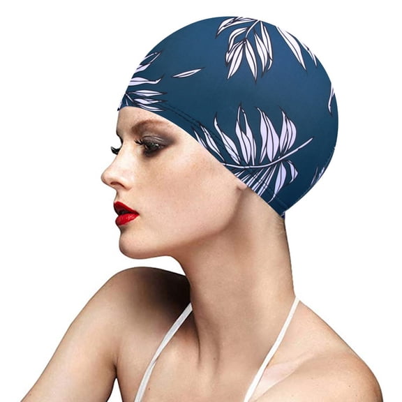 Summer Pool Unisex Printed Fabric Swimming Cap Quick-Dry Breathable Swim Hat Stretch Comfort Fit for Men Women Adults Professional Aquatic Gear